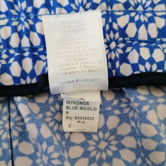 Talbots Womens Blue & White Mykonos Stretchy Waist Wide Leg Ankle Pants Size M - Picture 8 of 8